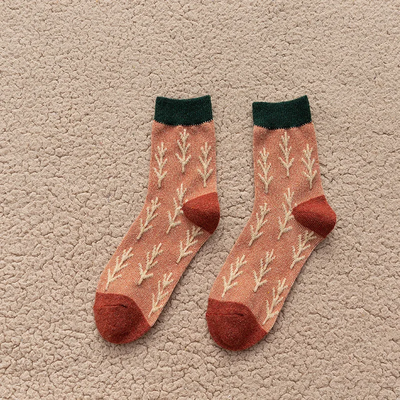 Женские шерстяные носки в Корейском стиле ретро рождественские милые и забавные