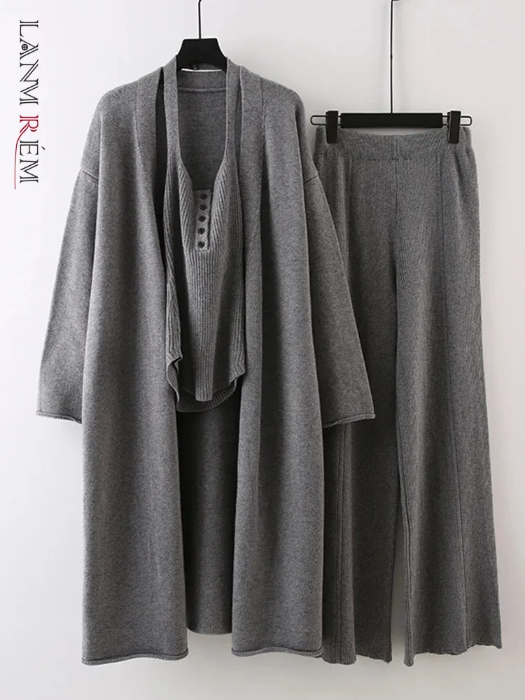LANMREM осенне-зимний вязаный кардиган облегающий жилет с высокой талией