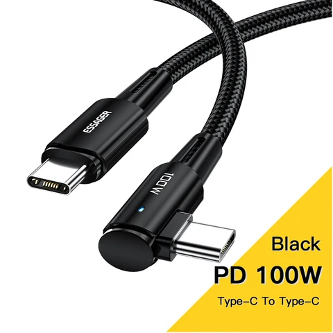Essager 100w USB tipo C a USB C Cabo de 90 graus para iPad MacBook Pro Xiaomi Samsung Huawei Carregamento rápido Tipo Cire Data Fio de data
