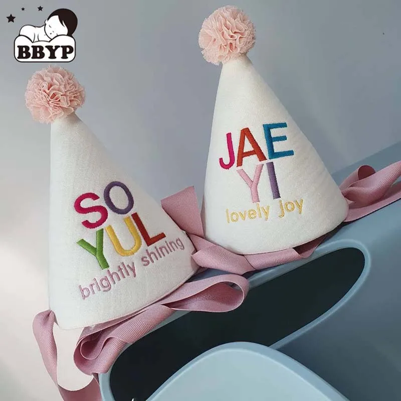 

Baby Birthday Hat Kids Boy Girl Prince Princess Soft Fabric Party Caps Stitchwork Costume Headwear Colorful Props Decoration