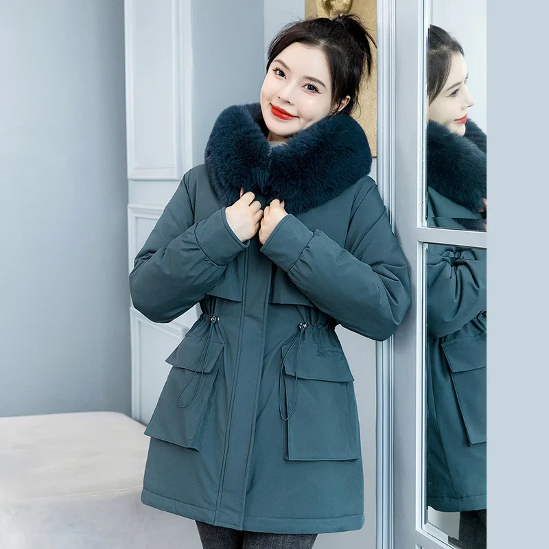 2022 New Winter Jacket Women Parkas Warm Casual Parka Clothes Long Jackets Hooded Parka Female Fur Lining Thick Mujer Coat
