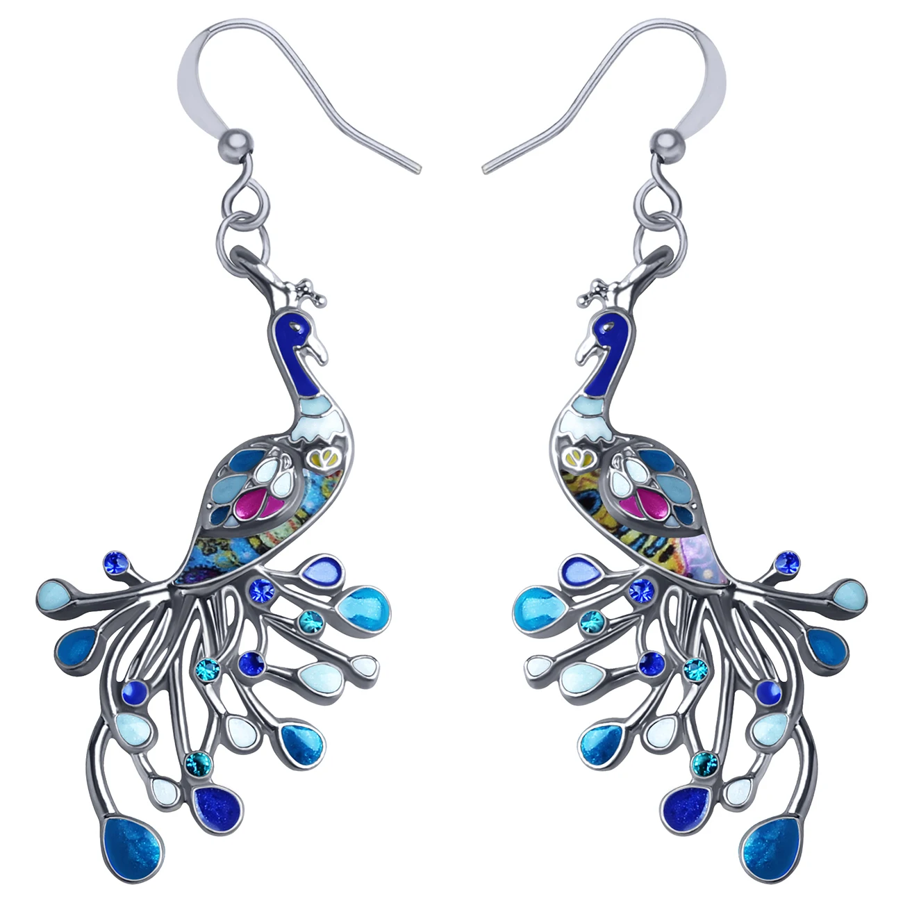 

WEVENI Enamel Mental Sweet Colorful Peacock Earrings Birds Drop Dangle Gifts Fashion Jewelry for Women Girls Charms Party Favors