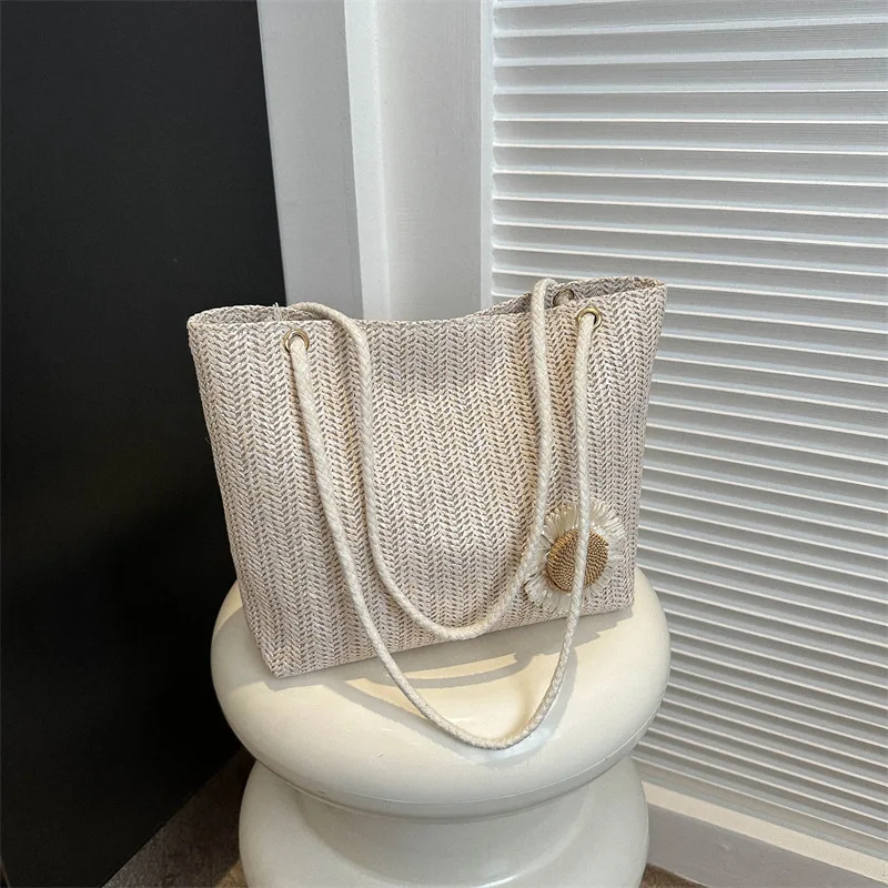 

Соломенные плетеные сумочки ручной работы для женщин, вместительные пляжные простые мессенджеры большого размера, сумка-тоут на плечо