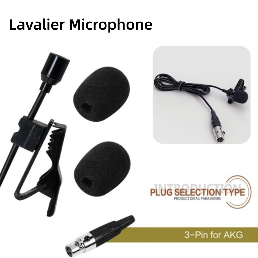 

3-Pin Plug Lapel Clip Mic Omnidirectional Condenser Cartridge Lavalier Clip Mic For AKG Wireless System Black Parts