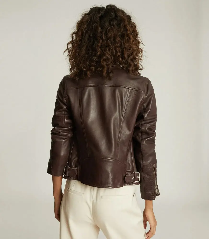 Women Lambskin Leather Ladies Jacket Biker Slim Fit Cropped Coat Genuine Leather Jacket