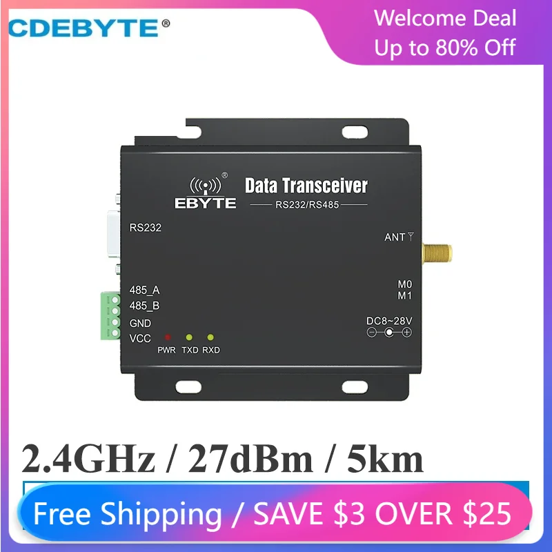 

CDEBYTE 2.4GHz UART RS485 RS232 Wireless Data Transceiver SMA-K Long Range Wireless Uhf Module RF IoTDTU Modem E34-DTU-2G4H27