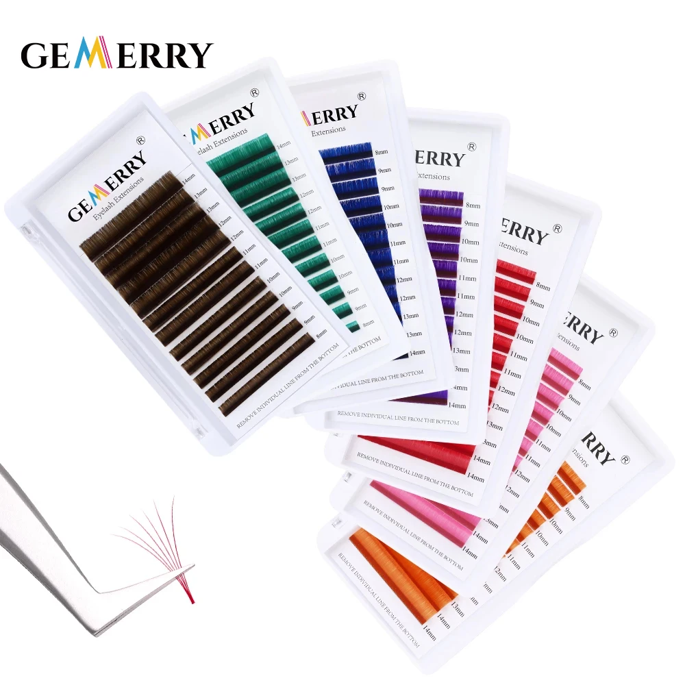 Ed Easy Fan Eyelashes Extension Blue Red Green Brown Faux Mink Colored Lashes Natural Soft Colorful Easy Fanning Lashes