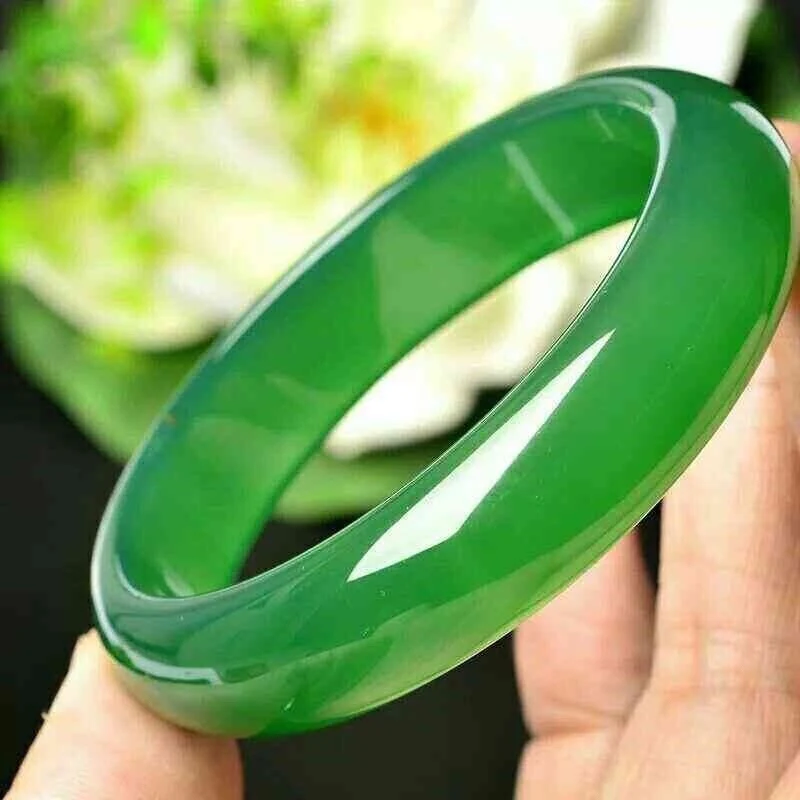 Chinese Real Natural Green Jade Emerald Bracelets & Bangles For Women Classic Round Jade Bangle Party Charm Fine Jewelry