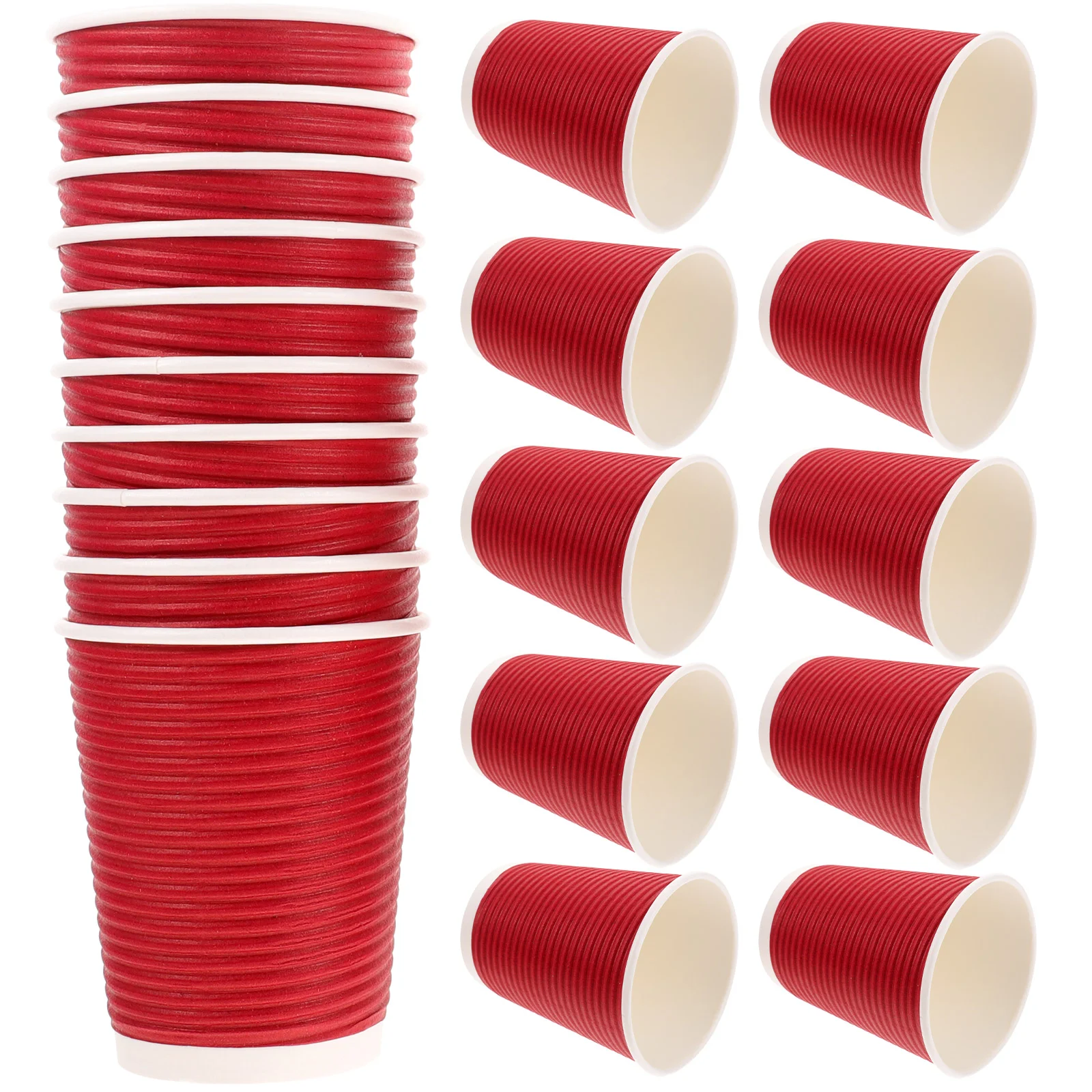 

Cups Paper Cup Coffee Red Tea Ripple Drinking Hot Party Layer Beverage Double Go Disposable Packing Practical Portable