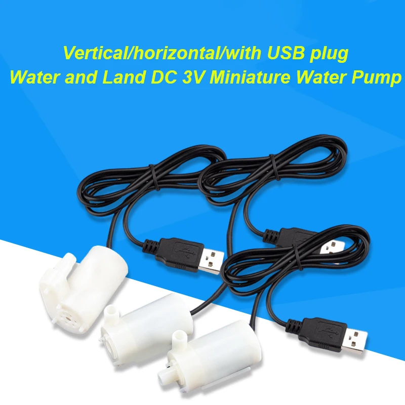 

1 PCS Miniature 3V 4.5V 6V DC Horizontal Small Submersible Pump DC 3W Fountain Vertical Mini USB Plug Small Water Pump