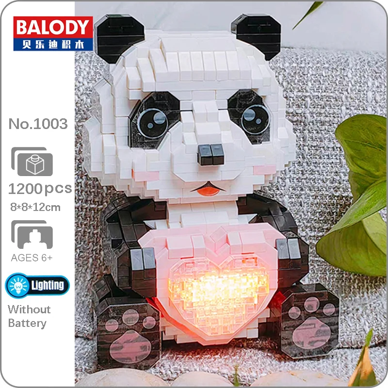 

PZ 1003 животный мир панда мальчик Любовь Сердце сумка кукла Домашнее животное Светодиодная лампа DIY Мини Алмазные блоки кирпичи игрушка для детей без коробки