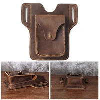 mens genuine leather crazy horse leather mens belt ultra thin belt bag portable sports running mobile phone storage belt bag