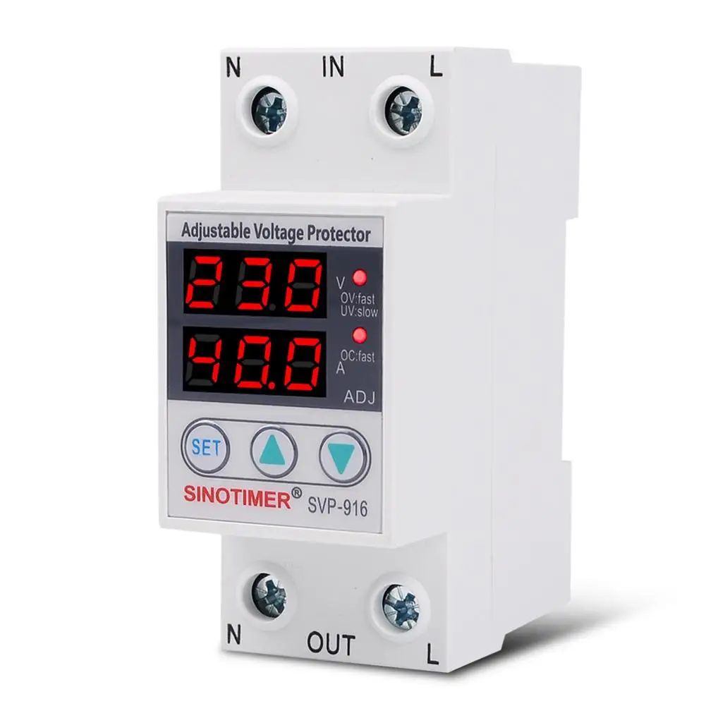 220V Intelligent Adjustable Over and Under Voltage Limit Current Protector Relay Reset Protector