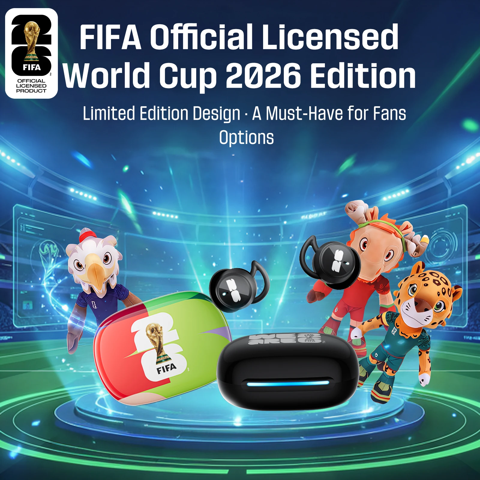 Фото Беспроводные Bluetooth-наушники, официальные лицензионные наушники FIFA 2026 World Cup с низкой задержкой и шумоподавлением, для сна, подарок для футбольных фанатов F26E06 №2