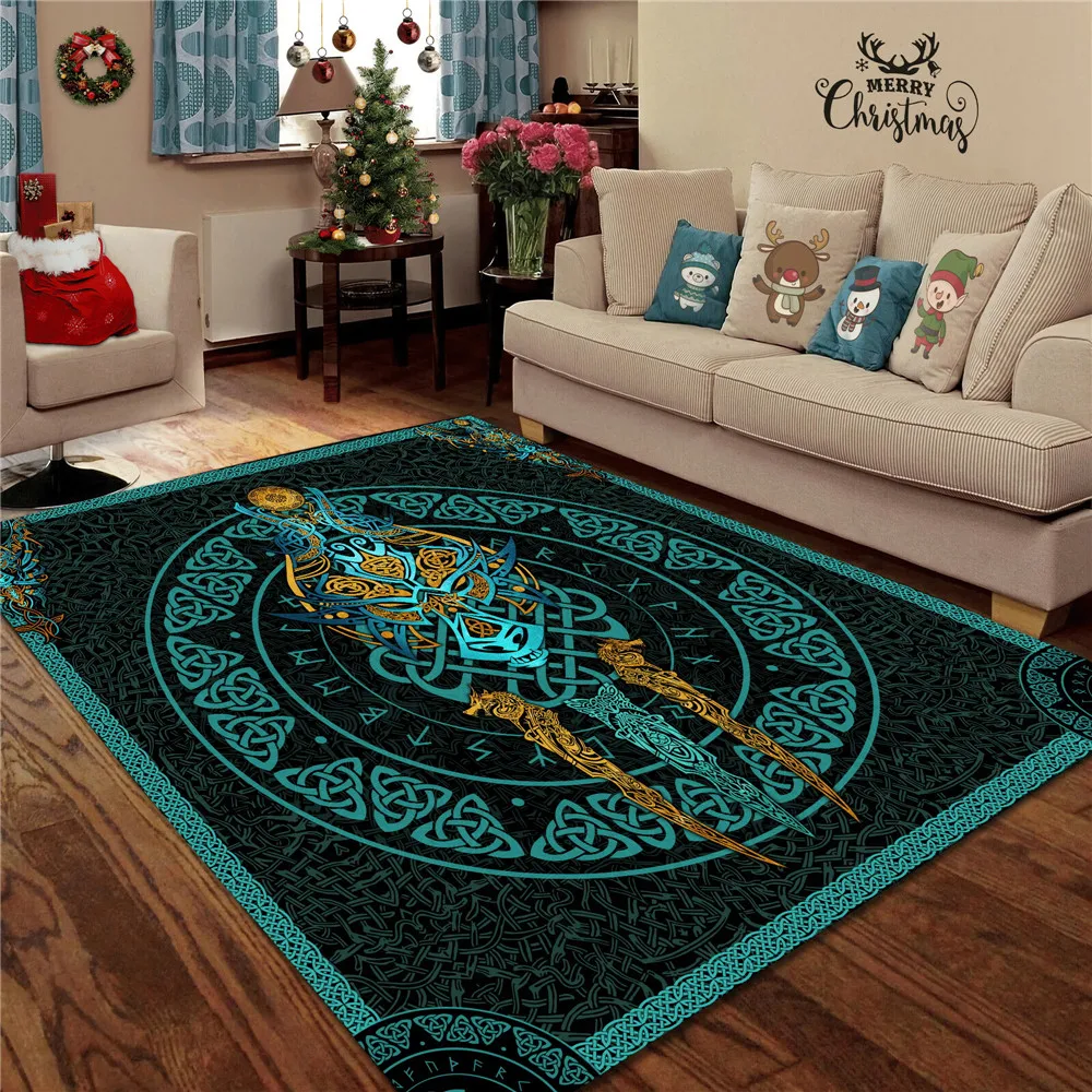

HX New Fashion Carpet DIY Name Viking Wolf Patterns 3D Printed Rug Carpets for Living Room Indoor Doormat Hallway Area Rug
