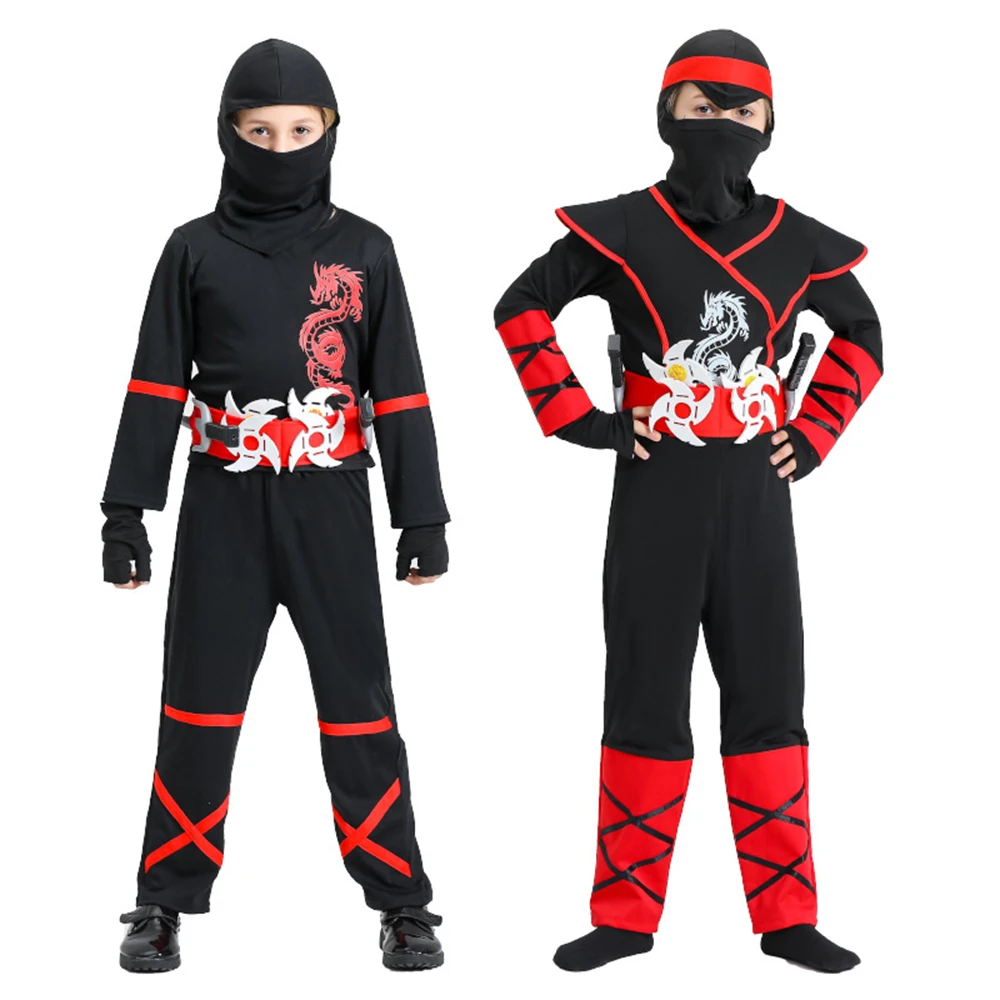

Halloween Costumes Boys Dragon Ninja Costume Children Warrior Cosplay Carnival Party Clothing Dagger Darts Dress Up for Kids Set
