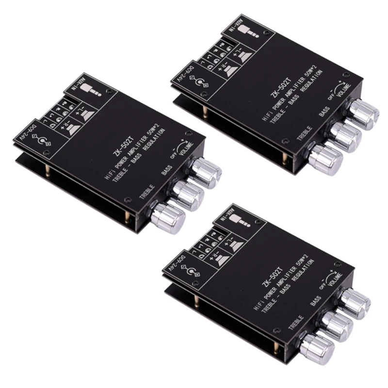 

3X ZK-502T 2 X 50W TPA3116D2 Audio Amplifier Bluetooth 5.0 Receiver Stereo Board Dual Channel Audio High Power Amplifier