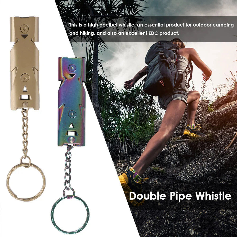 

150 dB Double Pipe Whistle High Decibel Stainless Steel Whistle EDC Camping Hiking Emergency Survival Tools Outdoor Accessories