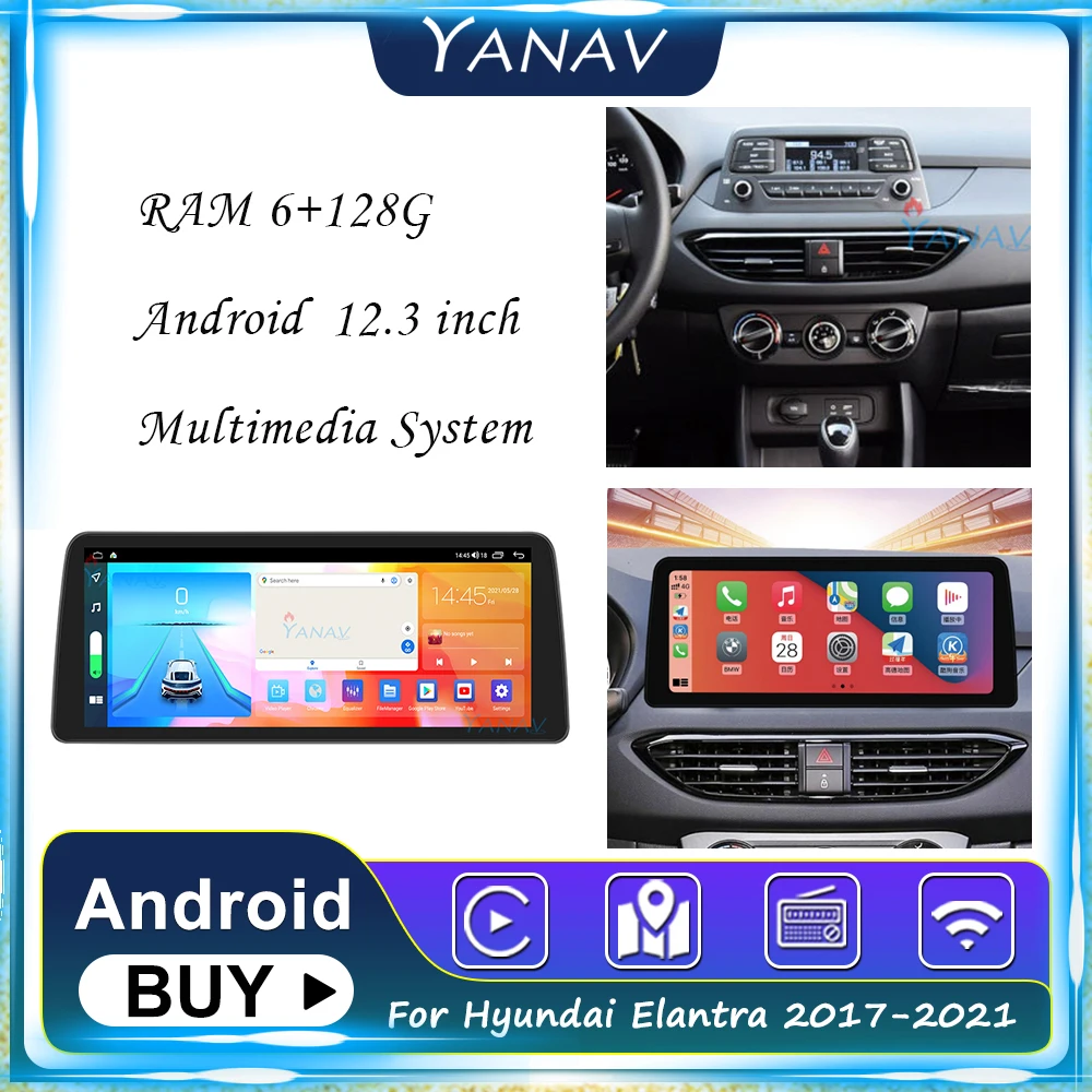 

Автомагнитола 2 Din, 128 ГГц, Android, для Hyundai Elantra 2017-2021, GPS-навигация, стереоприемник, Мультимедийный MP3-плеер с Carplay