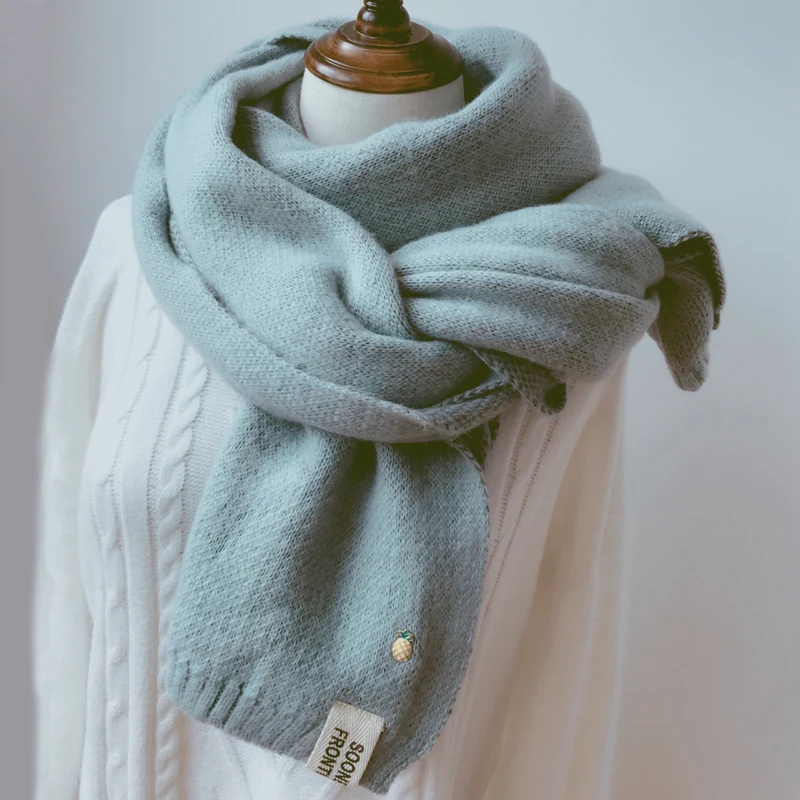 

Autumn and Winter Korean Style All-Matching Woolen Knitted Double-Sided Thermal Japanese Scarf