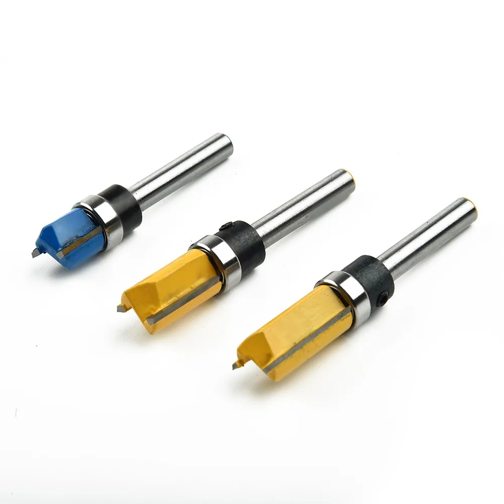 

3Pcs 1/4 Shank Template Trim Hinge Mortising Router Bit Straight End Mill Woodworking Flush Trim Milling Cutter
