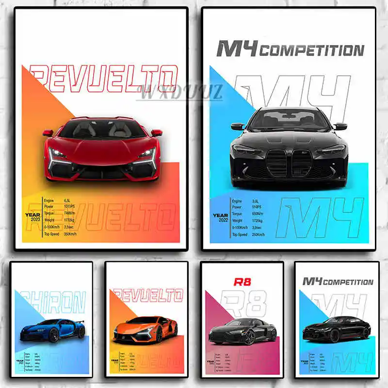 

Постер для соревнований HD M4 модели автомобилей Роскошные Супер спортивные автомобили R8 Rs7 Gt3 Gtr Печать на холсте настенное искусство для мальчиков Декор для комнаты подарок на день рождения