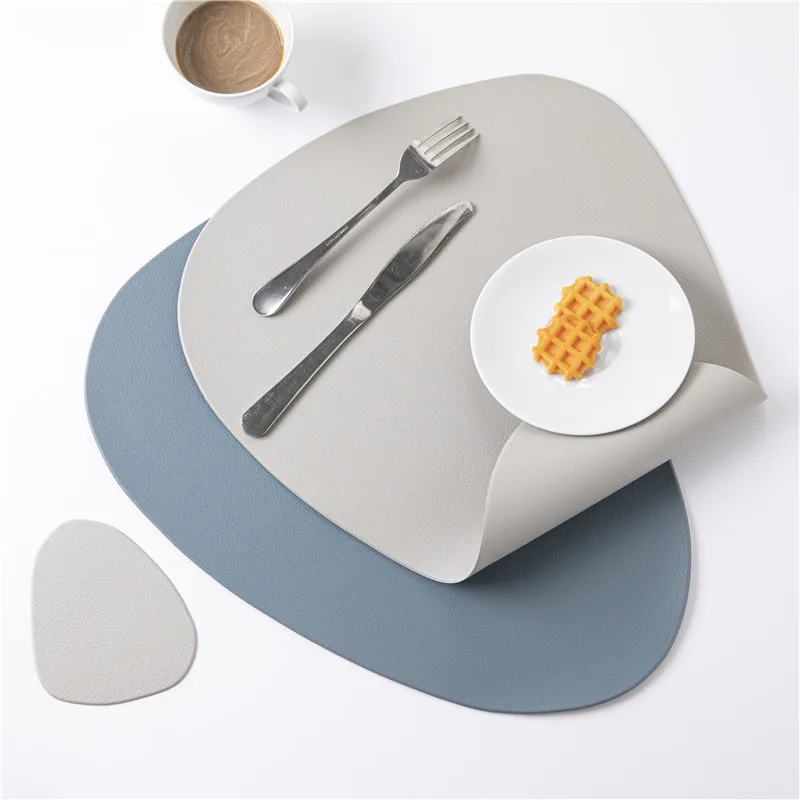 

Набор для стола, кухонная Водонепроницаемая подставка из экокожи, серого цвета, с салфетками, подставкой под коврик, нескользящий