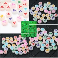 round flat 4x7mm glow in night acrylic beads mixed colorful letters a z loose beads for jewelry making diy key chain accessories