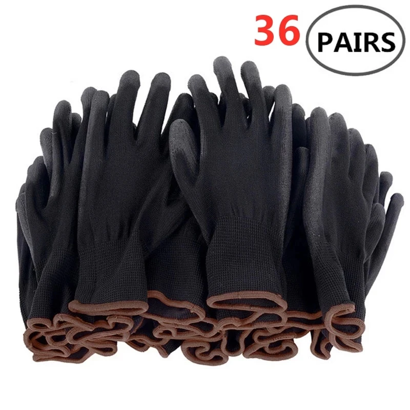 

PU Coated Work Gloves, Nitrile Coated Safety Gloves, Protective Gloves for Automotive Construction and Maintenance 12 Pairs