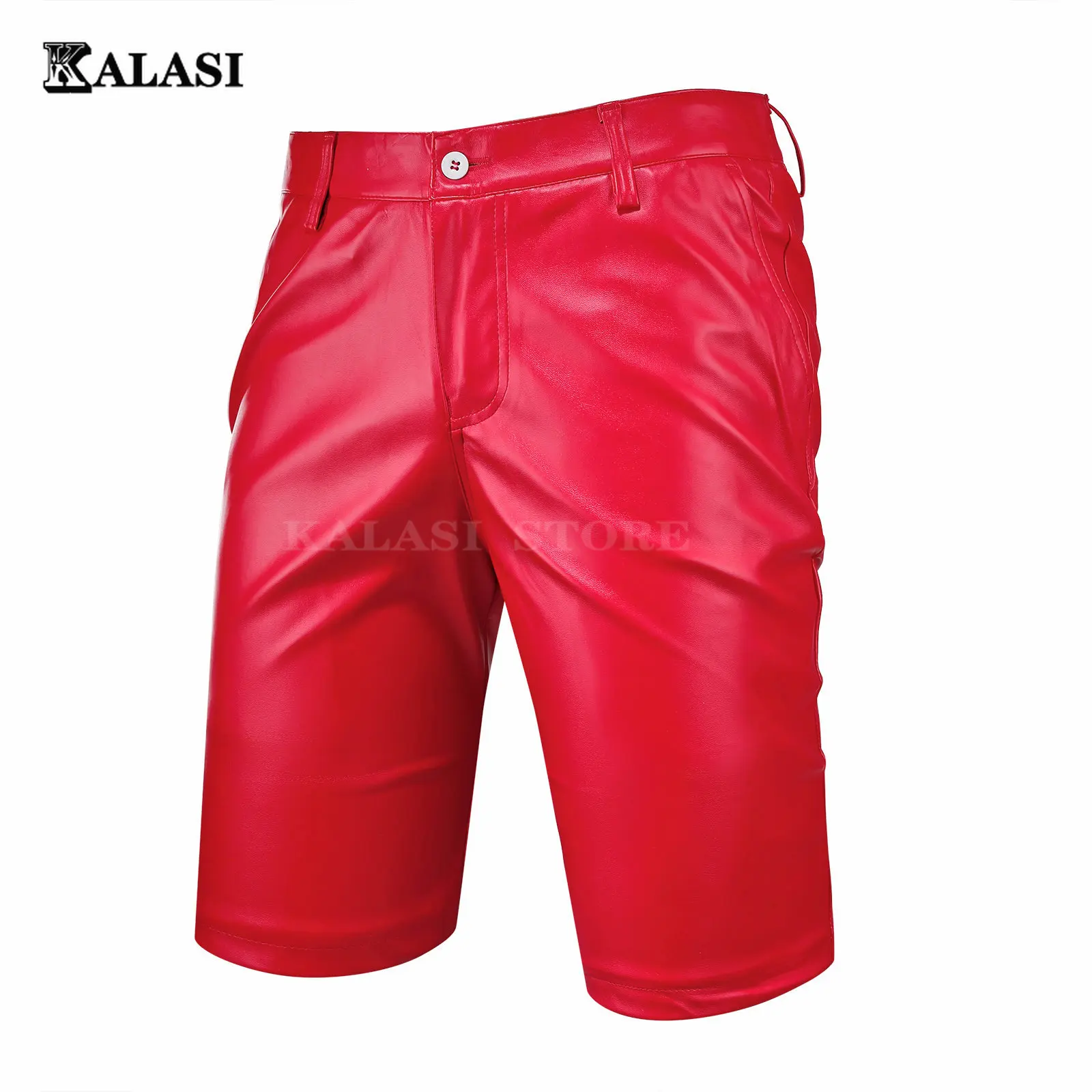 Summer Men Leather Shorts Elastic Short Pants Male Fashion PU Leather Shorts  mesh shorts  short pants men