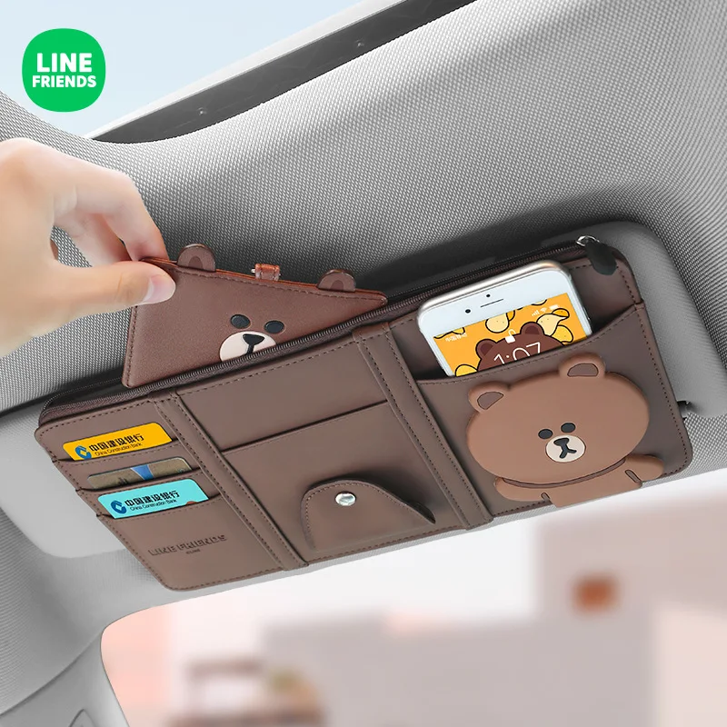 

Line Friends Car Decoration Cute Cartoon Glasses Clip Sun Visor Certificate Clip Storage