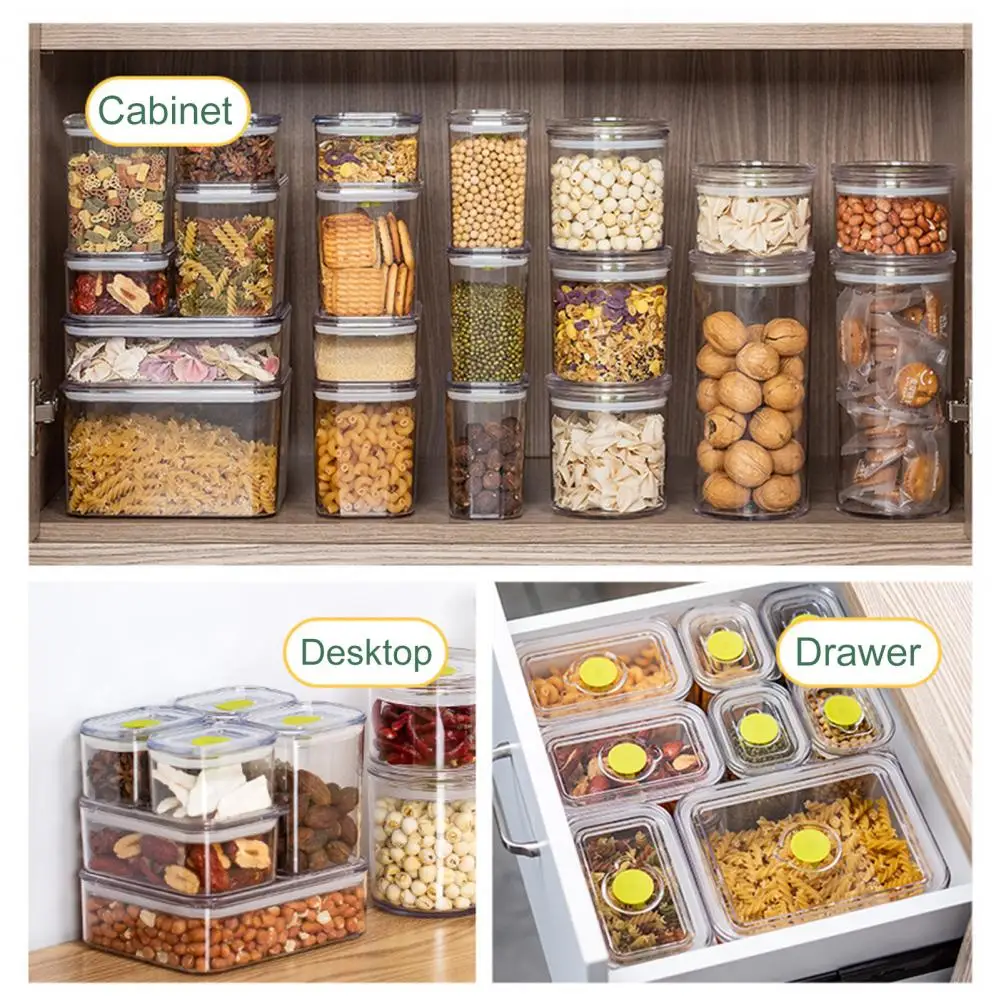 

Plastic 1 Set Convenient Grain Jar Cereal Storage Box Good Sealing Food Sealed Jar Food Grade Household Supplies