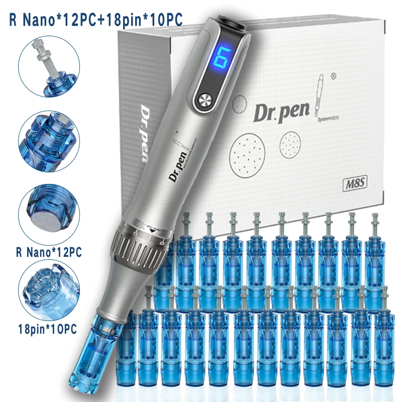 Фото Dr Pen M8S Новая серия. Новый аппарат Dr. Pen M8S с насадками R Nano 12 шт. + 18-контактными насадками 10 шт. / Длина 0,25 мм №2