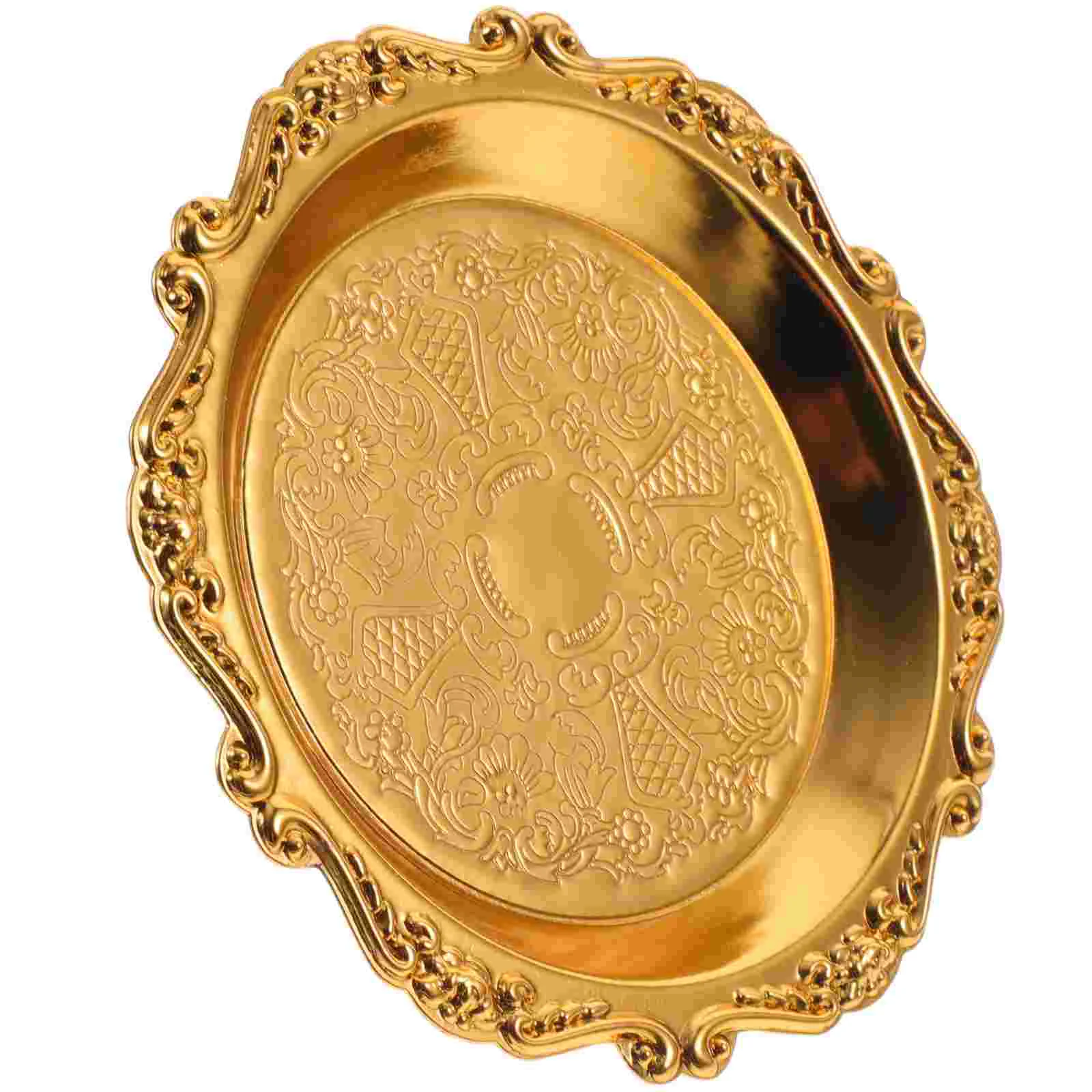 

Metal Dessert Plate Dining Table Decor Snack Dishes Home Accessories Vintage Trinket Tray Jewelry Holder Pasta