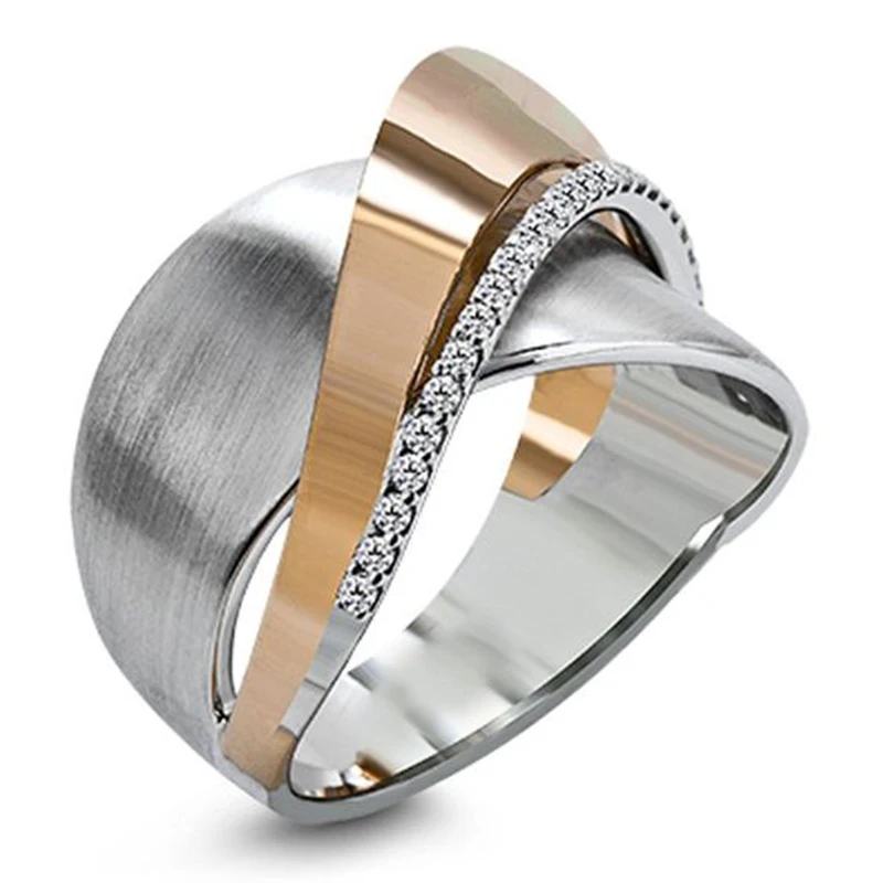 

New Design Tone Bow Knot Rhinestone Rings Fashion Wedding Rose Gold Ring For Women Filled CZ Gift Party Jewellery Z4T200