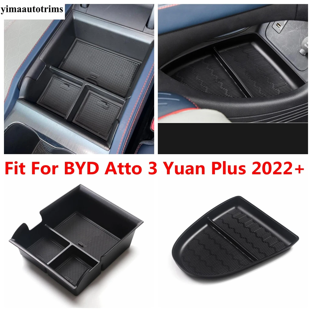 

Ящик для хранения на дверь автомобиля, поддон с центральным управлением для BYD Atto 3 Yuan Plus 2022 2023, аксессуары для интерьера
