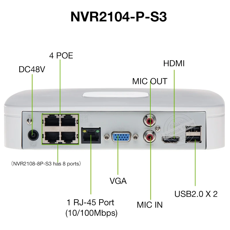 Дешево Dahua 4/8 каналов POE сетевой видеорегистратор Ip-камера Монитор Безопасности Домашняя мини умная система защиты Ai NVR2104-P-S3 Onvif