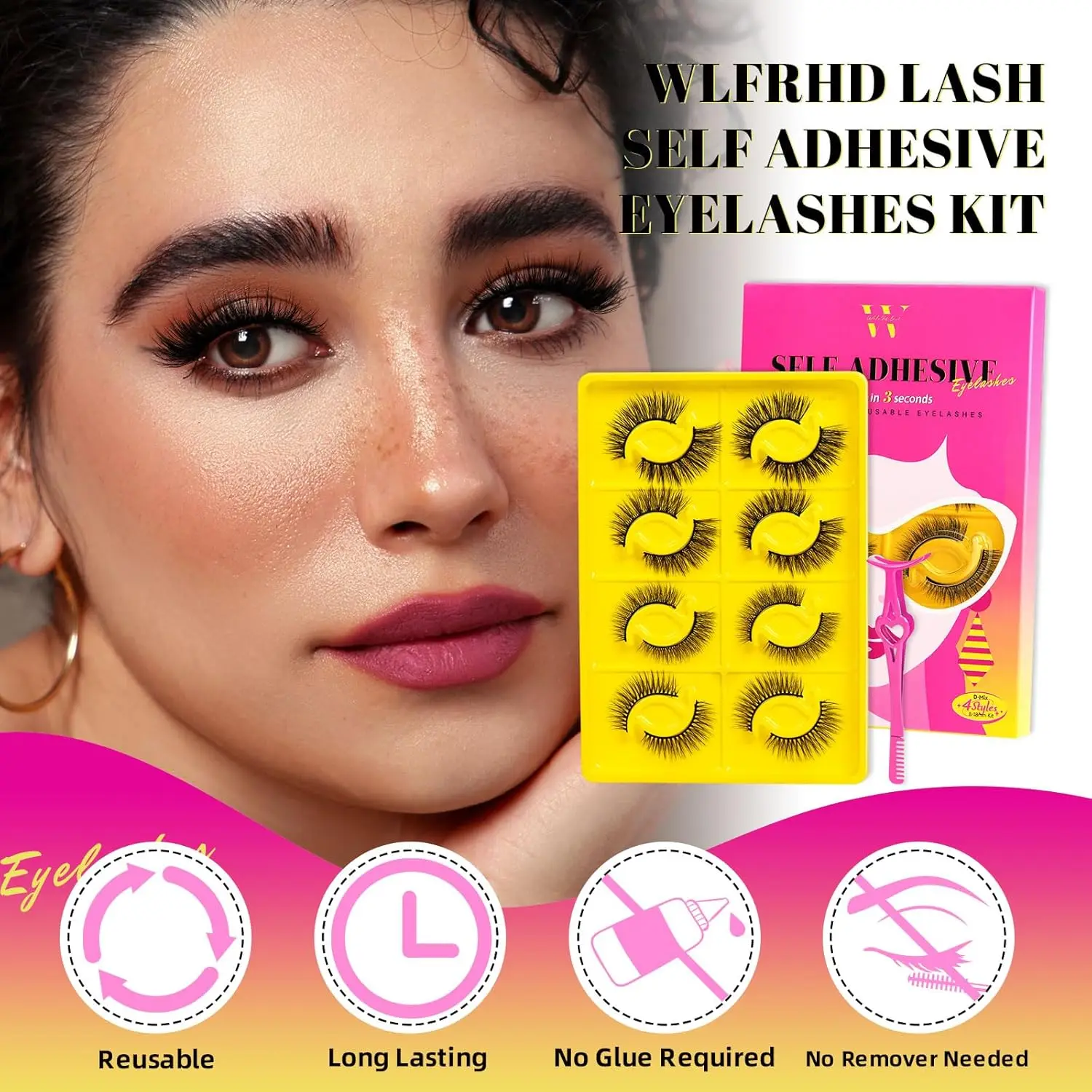 Накладные ресницы Amzgirl Lash 24 пары D Curl Mix8-18 мм