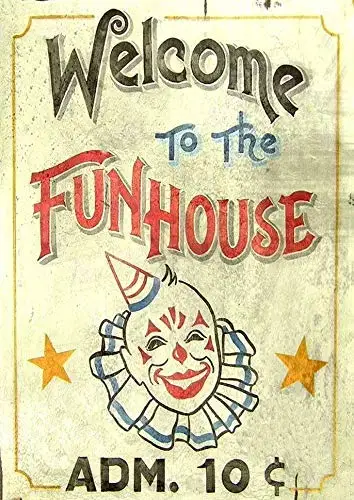 

Kalynvi TIN Sign Fun House Circus Metal Decor Clown Art Kitchen Store Ranch Bar A827 Tin Sign 7.8inch11.8inch