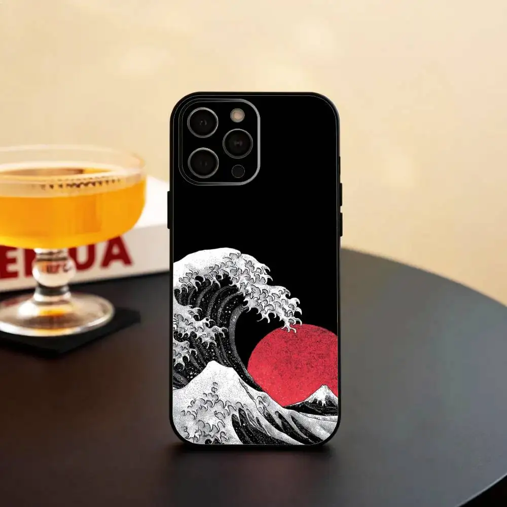 Крутой силиконовый мягкий чехол G-Great W-Wave Kanagawa для iPhone 17 16 15 14 13 12 11 X XR Plus Pro Max Plus (art.: 3920d978cf030) - 3920d978cf030