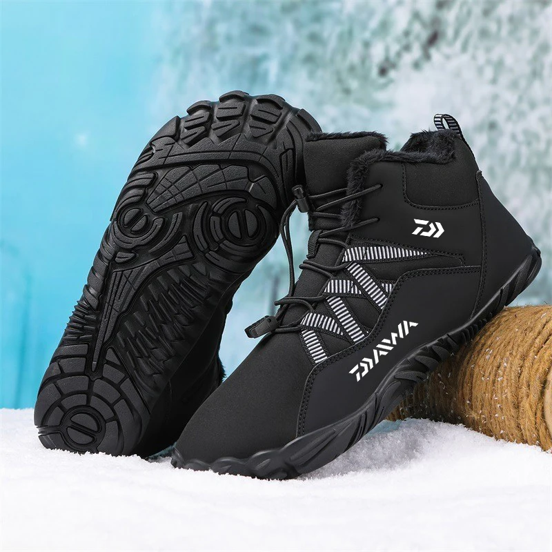 

Daiwa Winter Women Men's Non-slip Fishing Shoes Outdoor Sports Mountaineering Camping Wear-resisting Plush Hiking Shoes