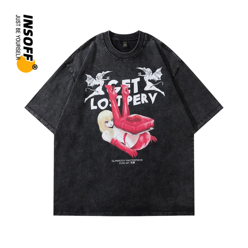 

Original Designer Anime Printed Graphic 230g High Quality 100% Cotton Washed Y2k Oversized Streetwear Harajuku T-shirt 2023 New