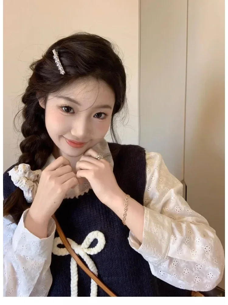 Милый свитер Kimotimo с 3D бантом жилет Женская Осенняя верхняя одежда в стиле преппи