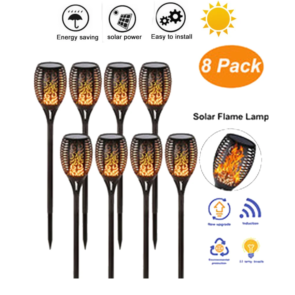 

2-8pcs solar flame lights christmas decoration indoor lighting outdoor lights garage solar Landscape Lawn led tiki torches flic