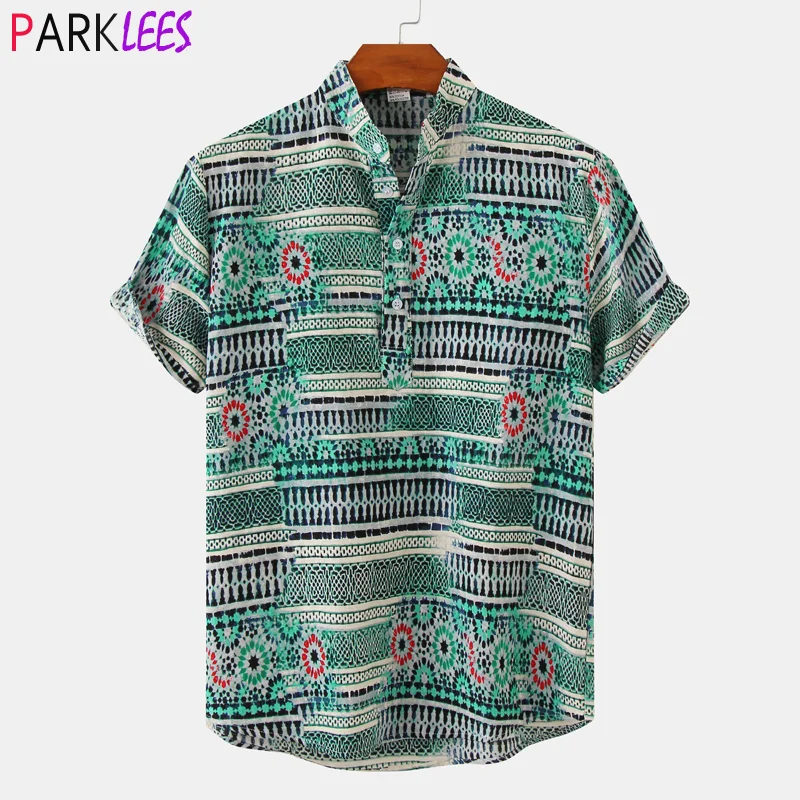 

2022 Summer New Short Sleeve Hawaiian Beach Shirt Men Floral Fashion Print Aloha Party Shirt Casual Holiday Vacation Clothing