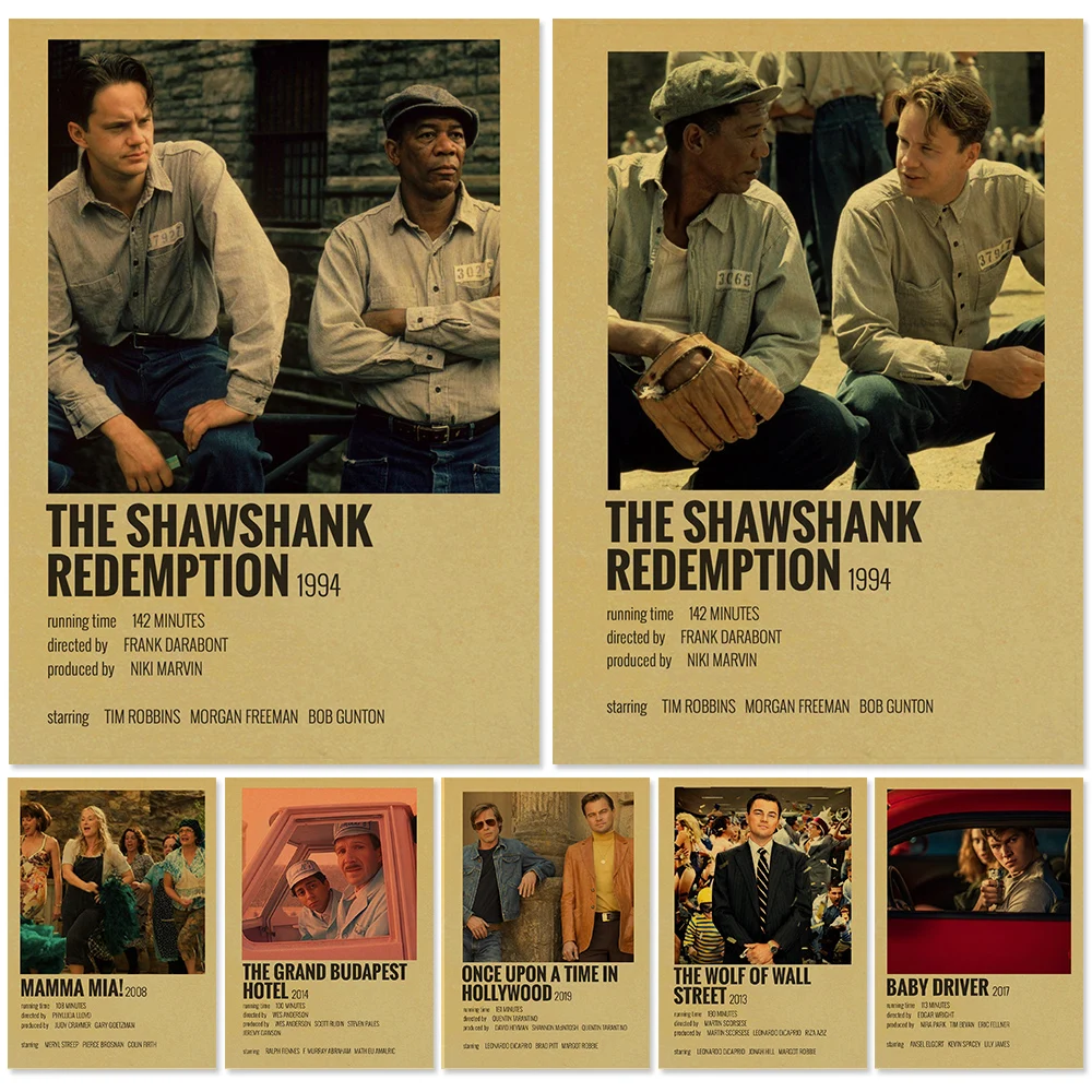 

Hot Classic Movie Vintage Kraft Paper Posters The Shawshank Redemption Retro Home Wall Decor Poster Film Art Painting Pictures