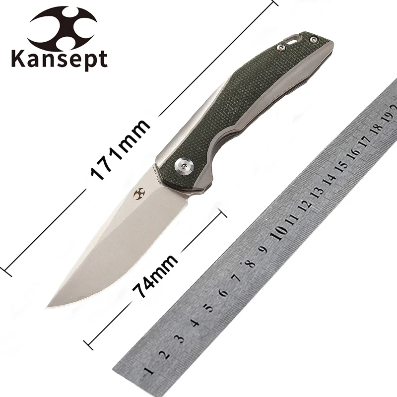 Мини-нож kanseven из стали K2007A1 2 9 дюйма CPM-S35VN Drop Point + титан с OD зеленой Микарта