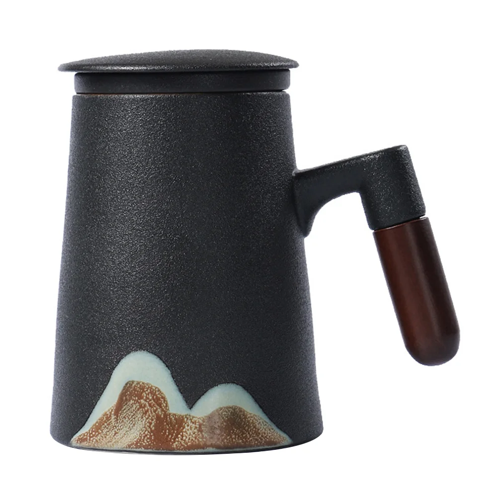 

1 Set Tea Filtering Cup Coffee Ceramic Mug Heat-resistant Tea Cup with Lid