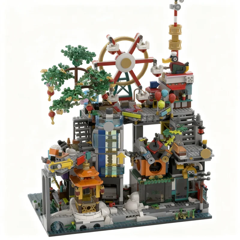 Фото 3586 деталей MOC Monkie Ninjia City Megapolis, модель из строительных блоков, 3D-коллекция, DIY, подарок на день рождения, художественное оформление, образовательный конструктор. №1