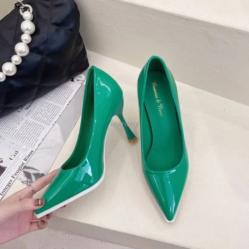 

New Classic Party Supply Nightclubs High-heeled Shoes T-stage Catwalk Green Women Pumps Sexy Stiletto Heels Ladies Dress Shoes